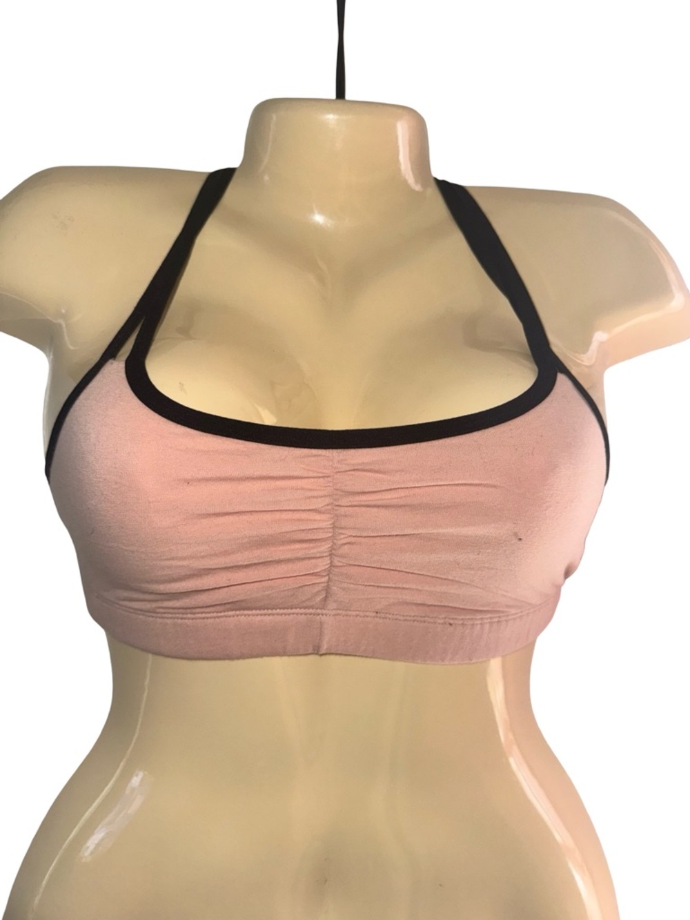 Fruit of the Loom Pink Halter Bralette with Black Trim